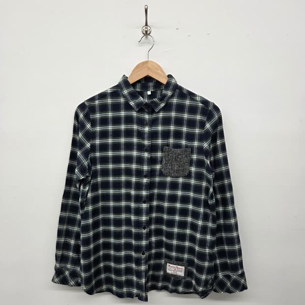 해리스트위드 패치 체크 셔츠 여성 M