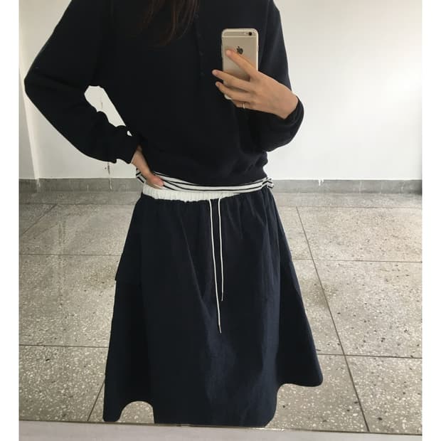 나일론 스커트 네이비