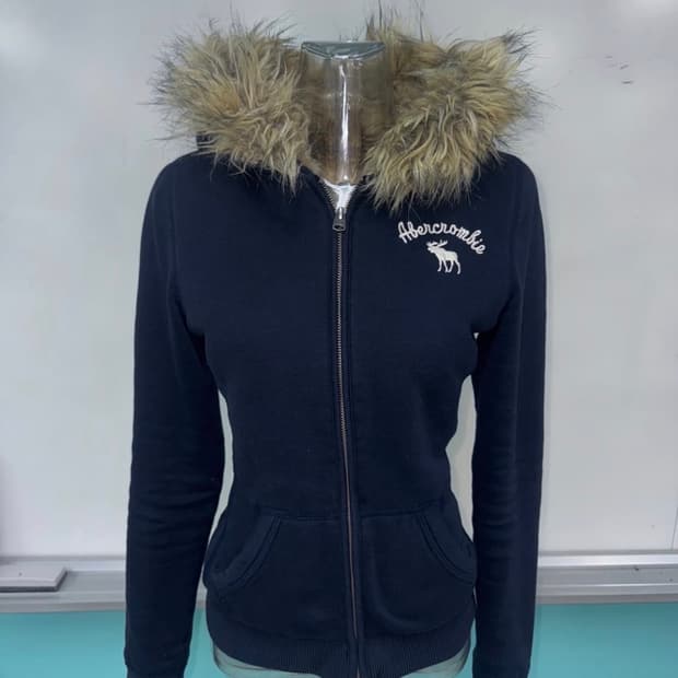 아베크롬비 퍼 후드집업 네이비