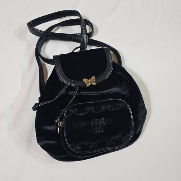 ANNA SUI 안나수이 빈티지 벨벳 벨로아 복조리 백팩