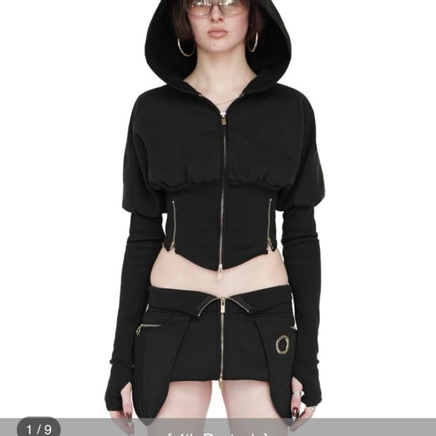 Kimyo 모토 볼류마 후드 집업 블랙