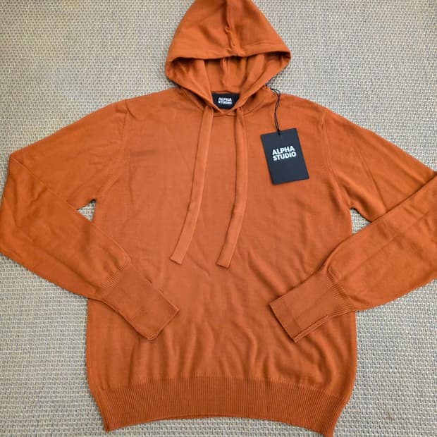 Alpha Studio 최상급 메르노울 럭셔리 니트 후드티 점퍼