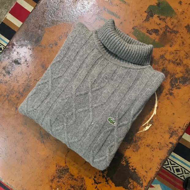 라코스테 그레이 헤비울 터틀넥 케이블 니트 남성 105 사이즈