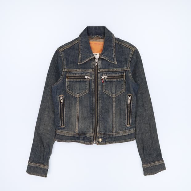 [M] 리바이스 여성 00s 데님 지핏 라이더 청자켓 N7015