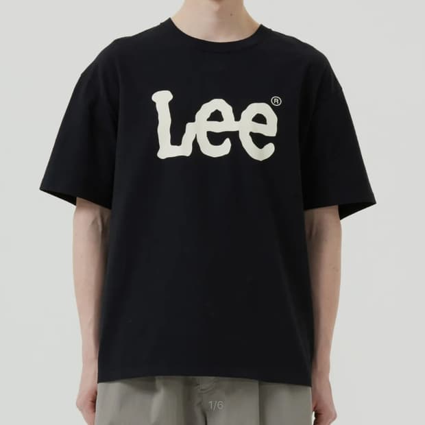 Lee 리 빅로고 프린팅 블랙 남성 세미오버핏 95 반팔티