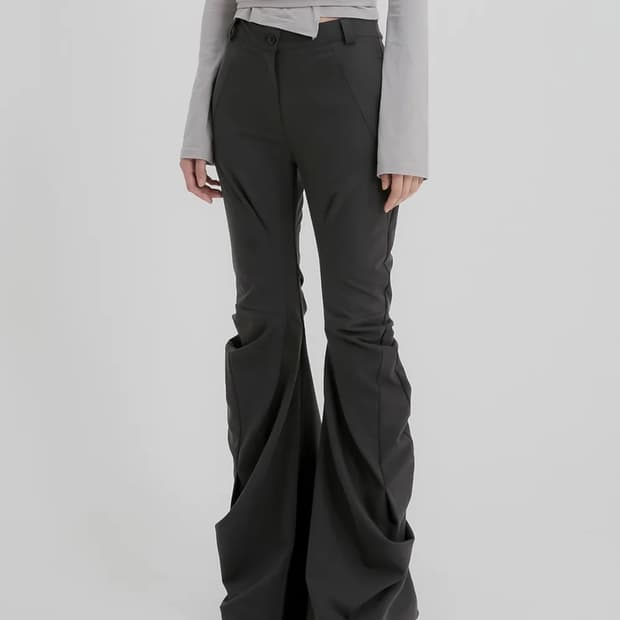 플레어업 Asymmetrical Drape Pants 차콜 1사이즈