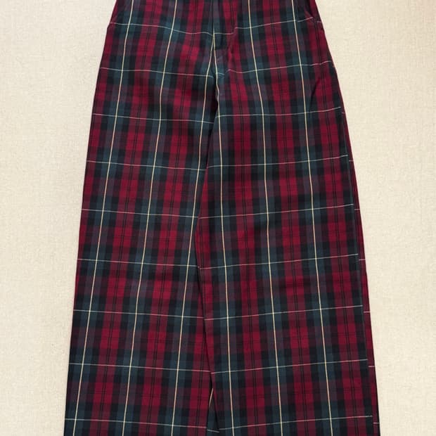 캐피탈 타탄 체크 부기 데이 배기 팬츠