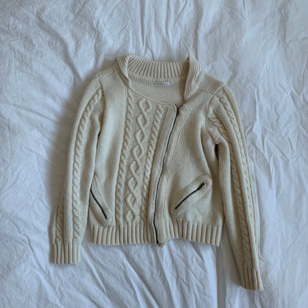 아이보리 니트 집업