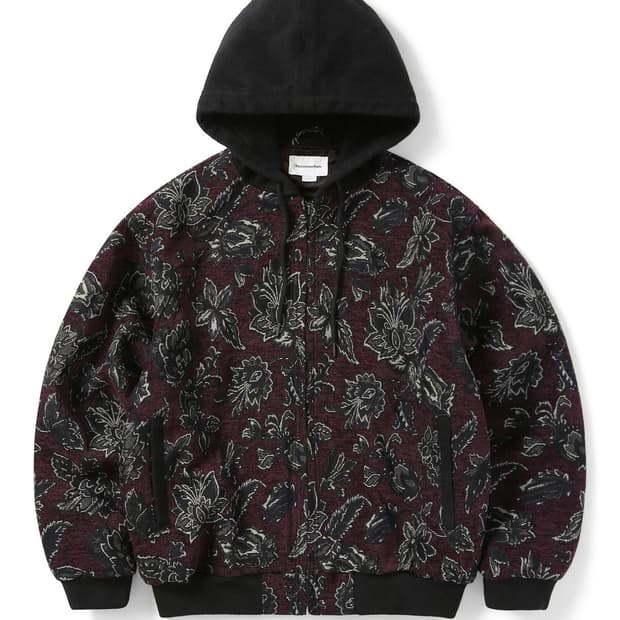 Floral Work Jacket Burgundy