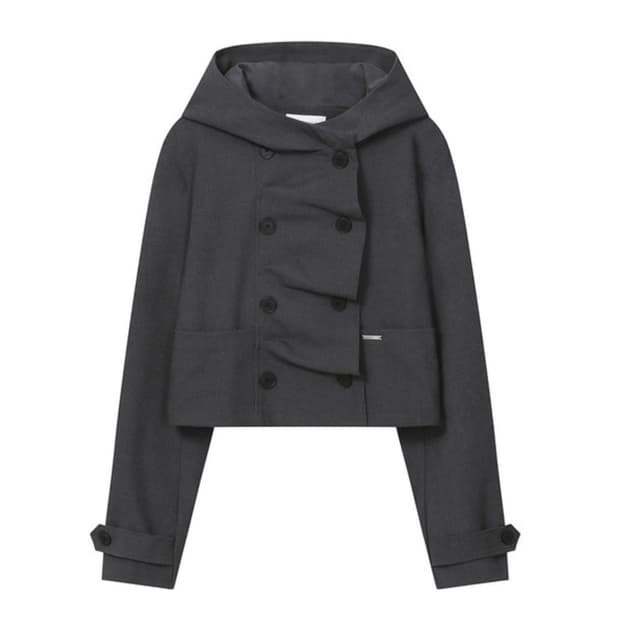 미세키서울 cowl neck button jacket charcoal 