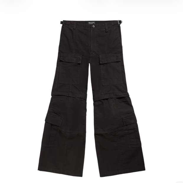 [L] 발렌시아가 립스탑 플레어 카고 팬츠 블랙