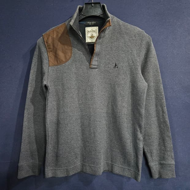 빈폴 다크그레이 남성 슬림핏 95 반집업 기모 긴팔티 