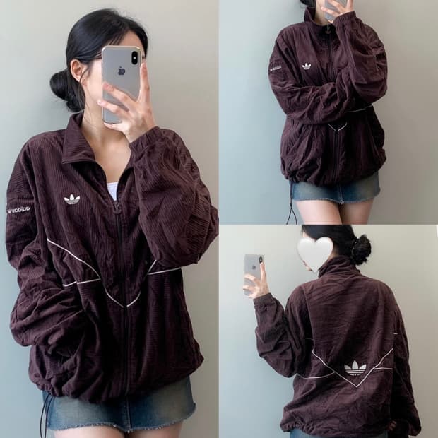 아디다스 브라운 코듀로이 트랙탑