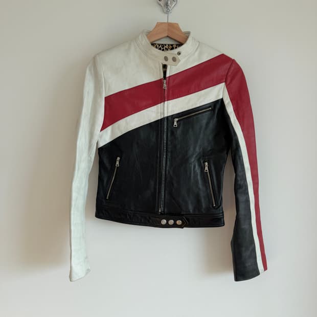 Pre owned 레더 레이싱 자켓(얼룩 확인)