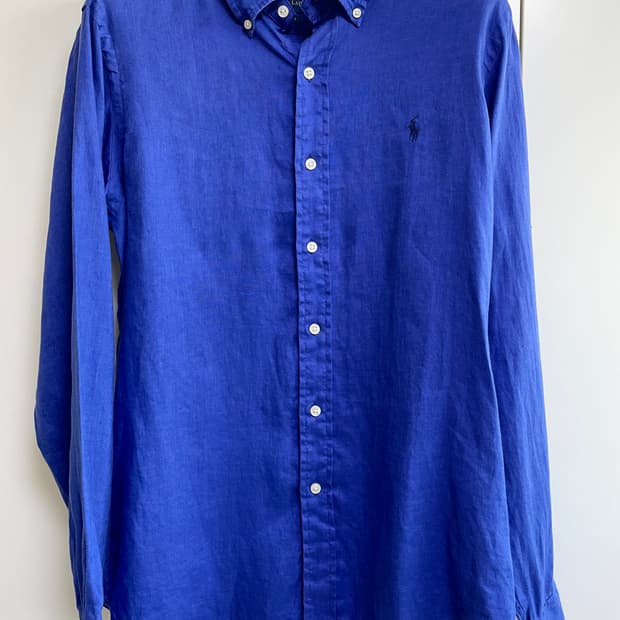 POLO 폴로 랄프로렌 남성 린넨 셔츠 블루 클래식핏 S (qr정품) 새