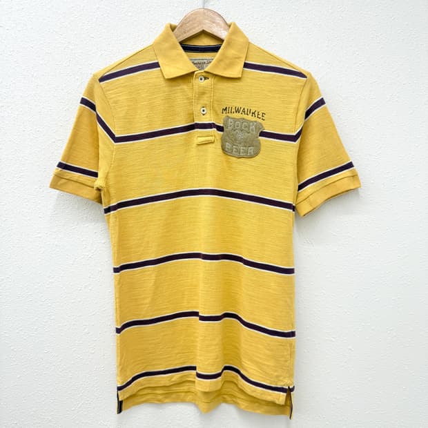 밀워키 빈티지 패치 스트라이프 반팔 카라티