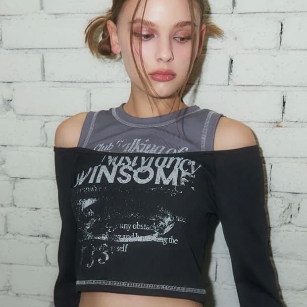 팬시클럽 원썸 오픈숄더 홀터넥 크롭티