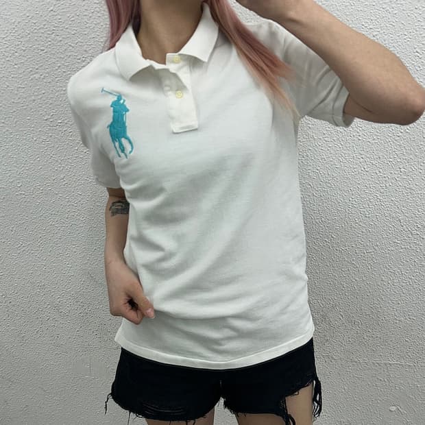 폴로 랄프로렌 민트 빅포니 화이트 카라 반팔 XL