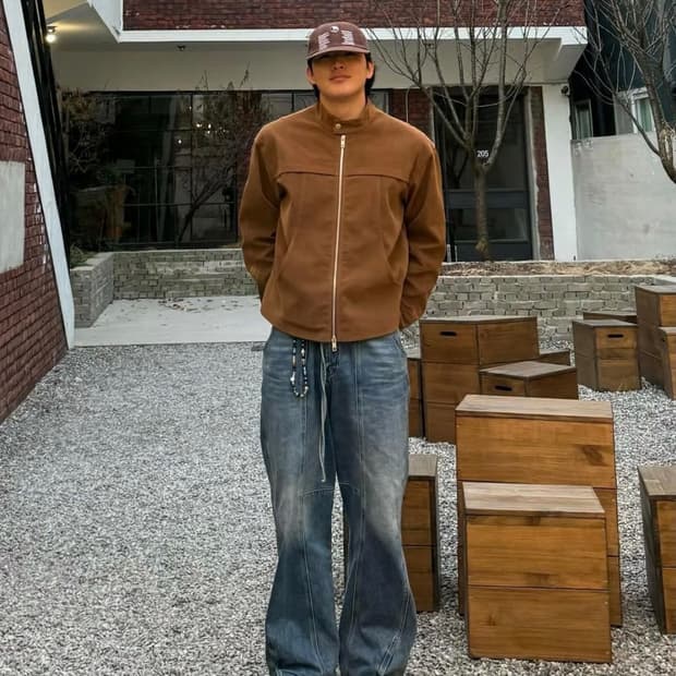 라퍼지스토어 버핑레더 바이커 자켓 L 사이즈