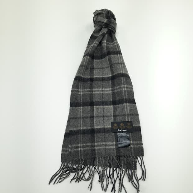 MX329 바버 그레이 타탄체크 메리노 캐시미어 목도리 머플러