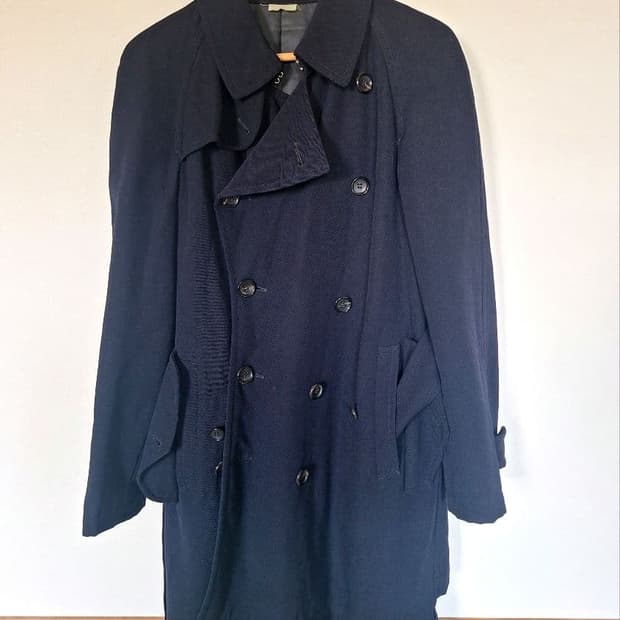 꼼데가르송 옴므 플러스 메쉬 패널 더블 브레스티드 코트