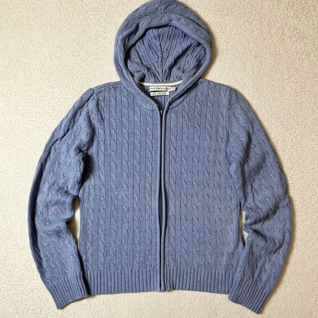 타미힐피거 00's 꽈배기 코튼 후드 집업 PN7096