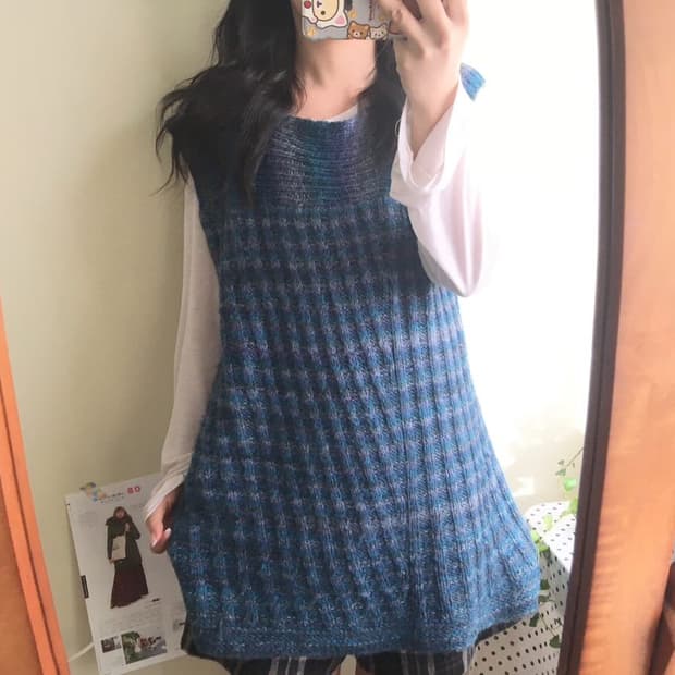 핸드메이드 청록 베스트 조끼 니트 