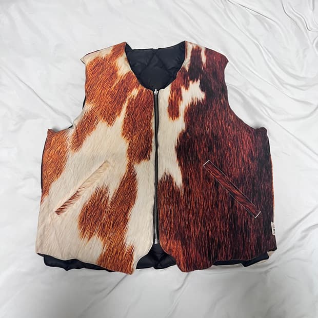 스투시 리버시블 퀼티드 카우하이드 패디드 베스트 M