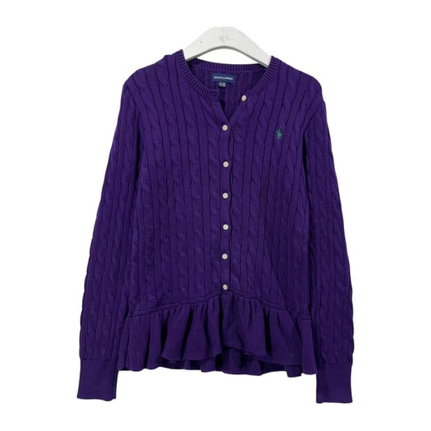 [POLO] 폴로랄프로렌 프릴 꽈배기 니트 가디건