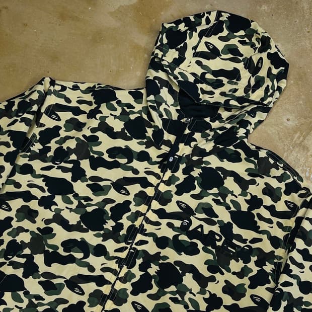 L 베이프 옐로우 카모 리버시블 후드 바람막이