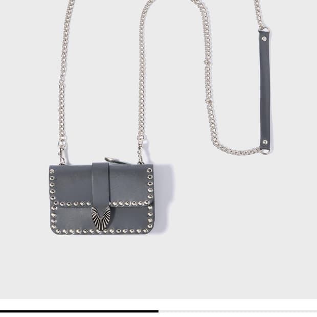 토가 체인 레더 월렛 스터드 그레이