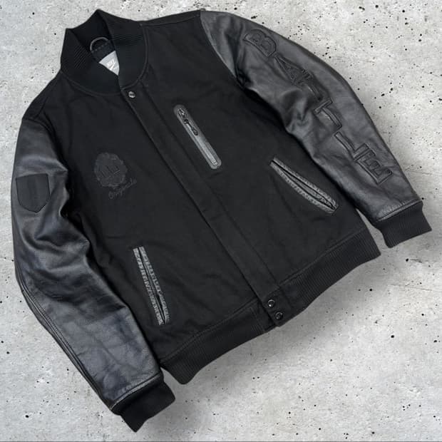 [L] 나이키 디트로이트 배틀 블랙 레더 점퍼 자켓 B793