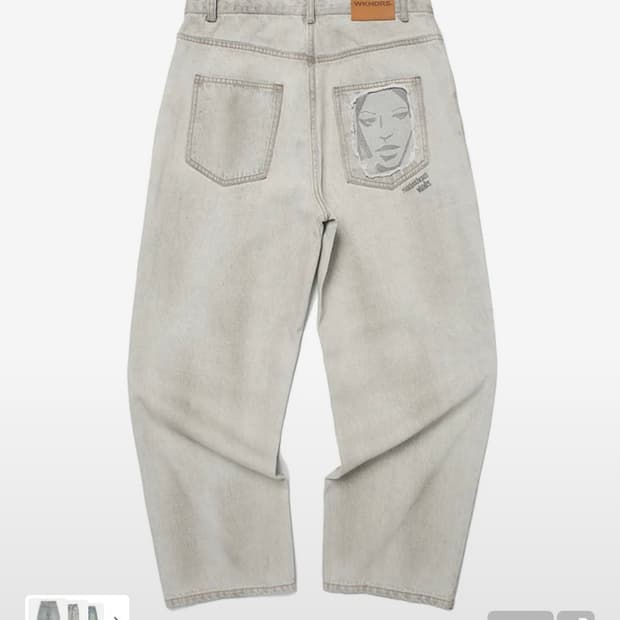 위캔더스 페이스 데님 팬츠 그레이 