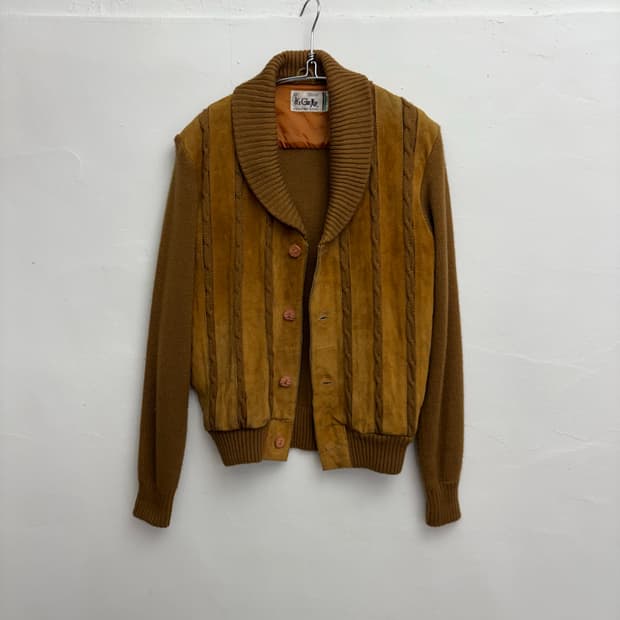 빈티지 스웨이드 가죽 니트 가디건