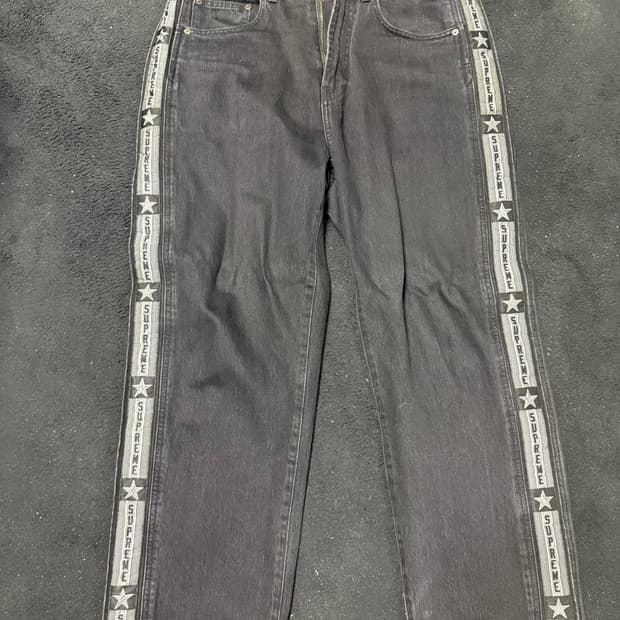 슈프림 스냅오프 배기 진 블랙 32