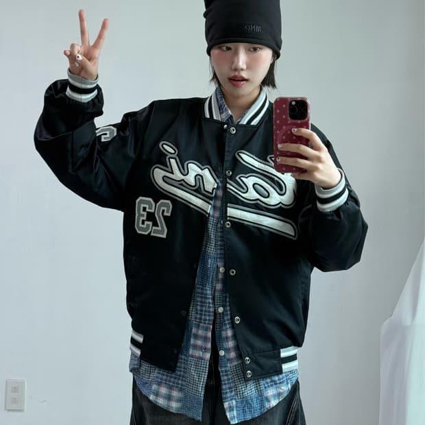 칼카니 블랙 바시티 자켓