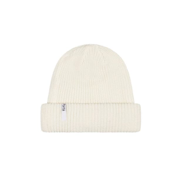 더포르타 BASIC LOGO KNIT BEANIE, IVORY