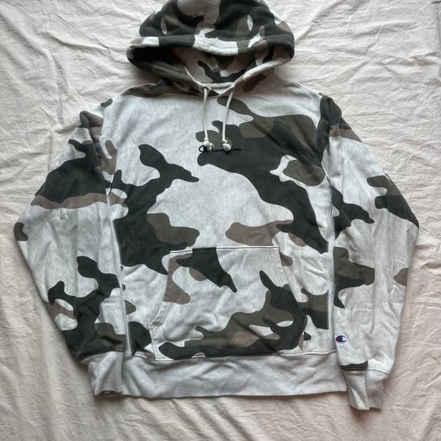 챔피온 리버스위브 카모 후드