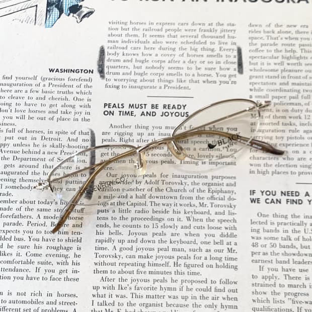 [픽키-600] 골드 메탈 반무테 안경 큐빅포인트 안경테 