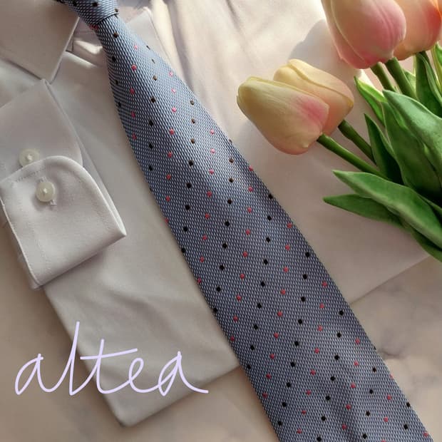 알테아 실크 하늘색 도트 넥타이 8.7cm A+등급 K1337
