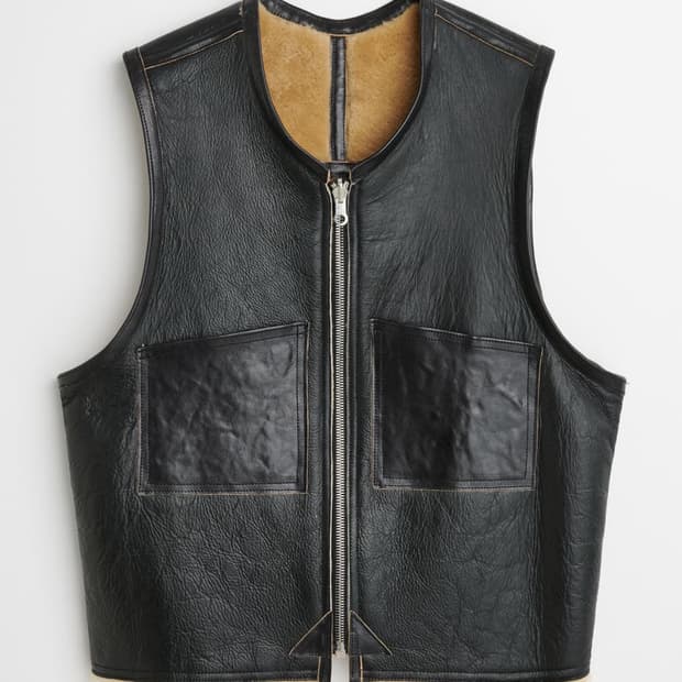 아워레가시 리버시블 셔링 베스트 블랙 브라운 48size