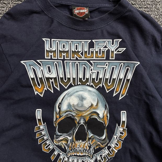 할리데이비슨 스컬 빅로고 사이드라인 롱슬리브 티셔츠 2187