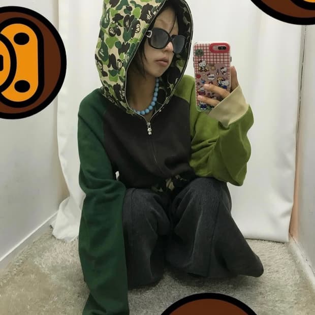 베이비마일로 컬러배색 후드집업