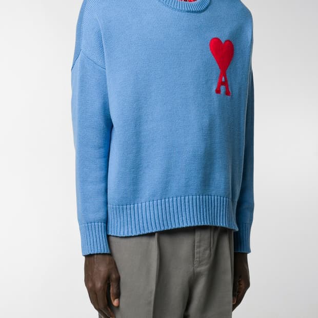 아미 니트 빅하트 로고 하늘색 20FW