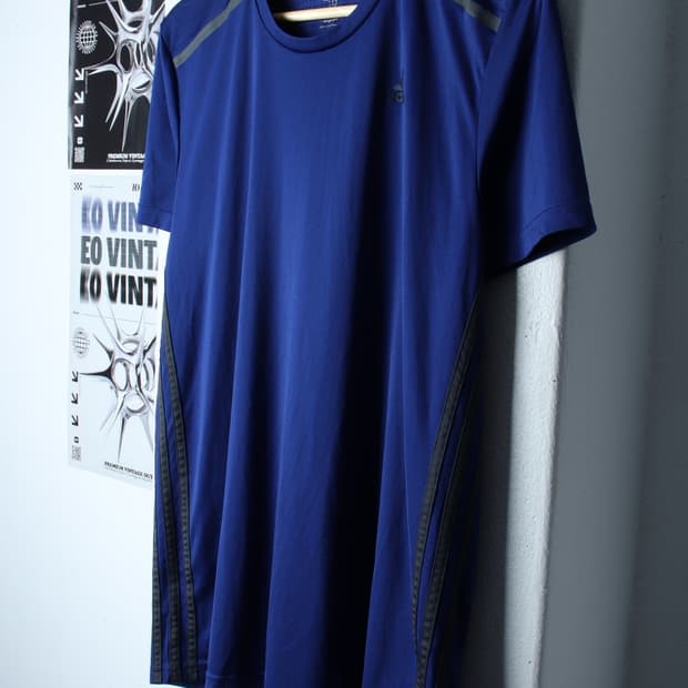 (2XL) 아디다스 반팔 티셔츠 빅사이즈 기능성 삼선 블루-H30943