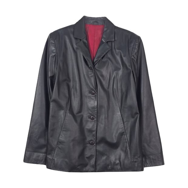 빈티지 천연 가죽 4버튼 블레이저