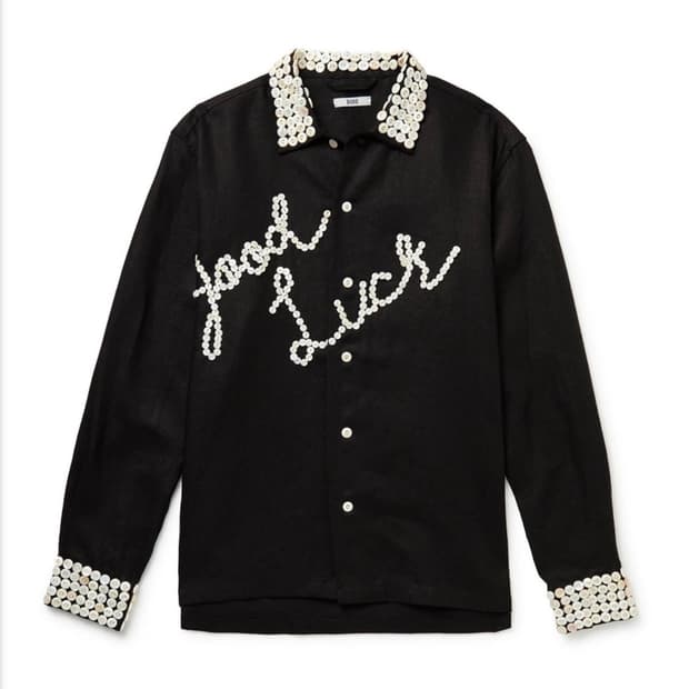 bode) good luck button linen shirts