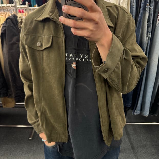 OS)Japanese vintage imana 올리브 스웨이드 자켓