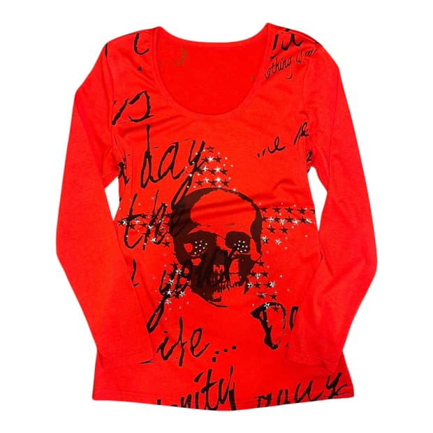 해골별프린팅 스터드 긴팔티 펑크y2k갸루