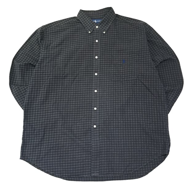 CL659 XL 폴로 90s 블랙 스몰 체크 다크그레이 셔츠 남방
